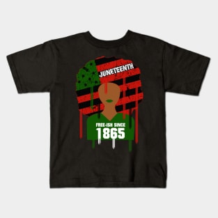 Juneteenth - Free-Ish Since 1865 African Flag Afro Kids T-Shirt